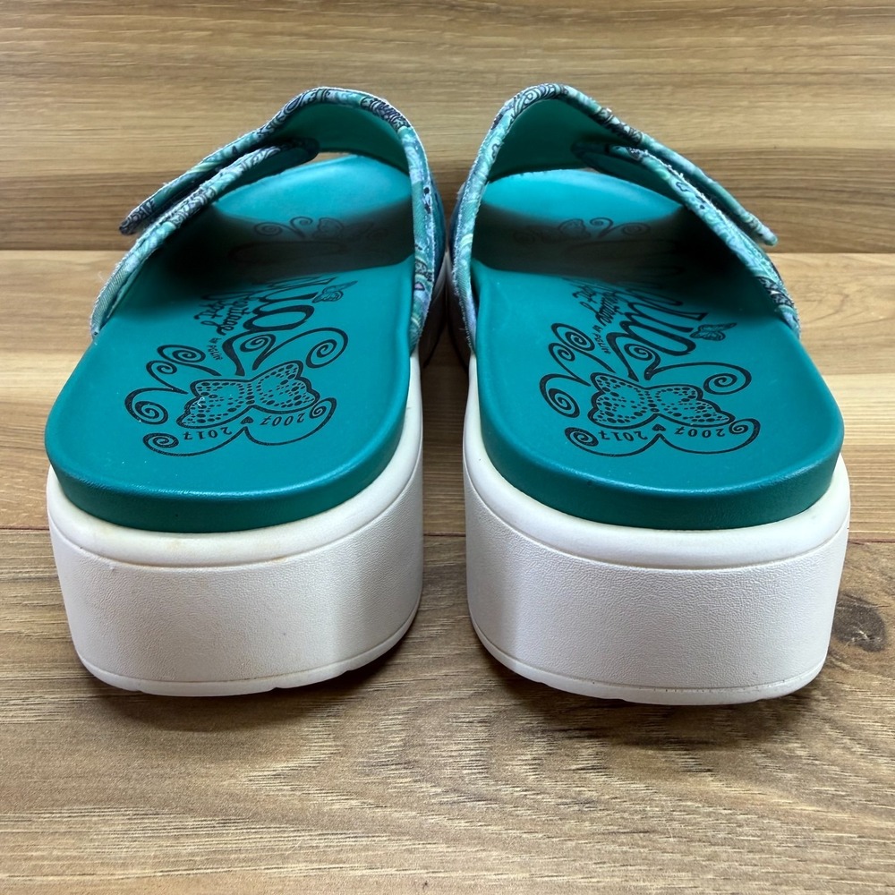 Alegria Airie Teal Paisley Sandals Womens 9 EU 39 Comfort Slide Vacation Resort - Picture 7 of 11